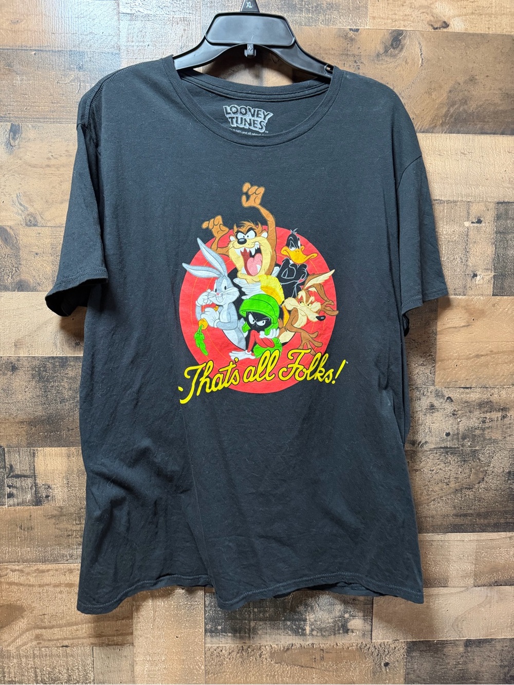 Looney Tunes T-Shirt Men XL Black Bugs Bunny Taz Daffy Marvin That’s All Folks
